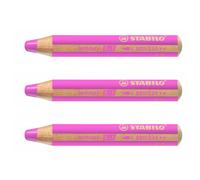 STABILO Crayon WOODY 3 en 1 Extra large rose foncé