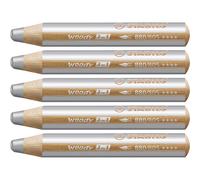 [880/805-5] STABILO Lot de 5 Crayons WOODY 3 en 1 Extra large Argent