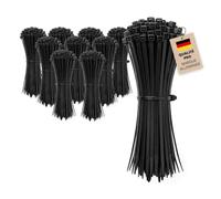 880 ALFA - Collier colson en nylon, lot de 1000 serre-câbles, 98 x 2,5 mm, noirs, résistants aux UV, qualité industrielle, collier rilsan, longue durée de vie