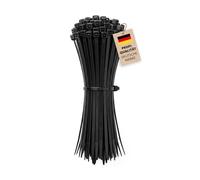 880 ALFA - Collier colson en nylon, lot de 200 serre-câbles, 300 x 7,5 mm, noirs, résistants aux UV, qualité industrielle, collier rilsan, longue durée de vie