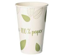 [88235] PAPSTAR Gobelet en carton "pure" ZERO, 0,3 l, beige/vert