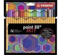 STABILO - Stylo feutre pointe fine - point 88 - Etui carton x 24 feutres fins - coloris assortis - gamme ARTY