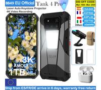 8849 Tank 4 Pro Unihertz 5G AI Rugged Projector Smartphone 1TB+36G Dimensity 8300 AMOLED 3K Android 14 6.78'' 120HZ 11600mAh Laser Auto Keystone 64MP Vision Nocturne 120Hz NFC Téléphone Phare 2026 Jau