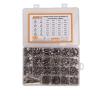 884Pcs Screw Nut Washer Assortment, M2 M3 M4 M5 Round Head Hex Socket, 304 Stainless Steel Fastener Kit with Storage Box, Includes 4Pcs Hex Wrench for Machinery, Electronics, House