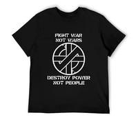 88aWEF Crass Fight War Not War T Shirt - Punk Hardcore Anarchist Anarchy Symbol Black