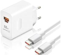 88W Supercharge Chargeur Rapide pour Honor 2 Ports PD Chargeur Rapide avec 6A Câble USB C 1m Supercharge Chargeuring pour 200 Pro+ 400 Pro/Magic7Pro 7Lite 6Lite 6Pro 200 Lite X6b Pad X8a