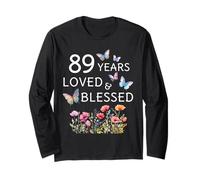 89 Ans d'amour, 89e Anniversaire de la Femme, Fleur bénie et Papillon Manche Longue