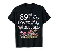 89 Ans d'amour, 89e Anniversaire de la Femme, Fleur bénie et Papillon T-Shirt