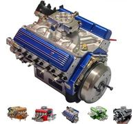 89%-Gasoline Ohv V8 Small-Block Engine Model Kits, V8 Engine Kit Gas, Mini 8 Model Engines Kit, Car Engin Mode Kit, Build Your Own Stem 8 Mode Engin for Adults (Blue)