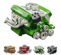 89%-Gasoline Ohv V8 Small-Block Engine Model Kits, V8 Engine Kit Gas, Mini 8 Model Engines Kit, Car Engin Mode Kit, Build Your Own Stem 8 Mode Engin for Adults (Green)