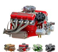 89%-Gasoline Ohv V8 Small-Block Engine Model Kits, V8 Engine Kit Gas, Mini 8 Model Engines Kit, Car Engin Mode Kit, Build Your Own Stem 8 Mode Engin for Adults (Red)