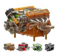 89%-Gasoline Ohv V8 Small-Block Engine Model Kits, V8 Engine Kit Gas, Mini 8 Model Engines Kit, Car Engin Mode Kit, Build Your Own Stem 8 Mode Engin for Adults (Brown)