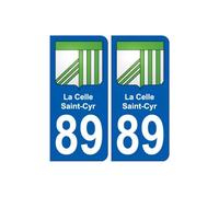 89 La Celle-Saint-Cyr blason autocollant plaque stickers ville - Angles : droits