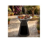 8954, Brasero Genius 70, Barbecue Brasero à Bois Extérieur Jardin ou Terrasse, avec Plancha INOX, Rangement Bois XXL, Acier, Fabriqué en France
