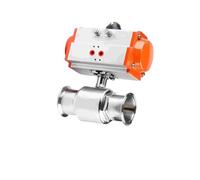 89mm 304 Stainless Steel Sanitary Ball Valve Two Piece Tri Clamp Type With Double Acting Cylinder