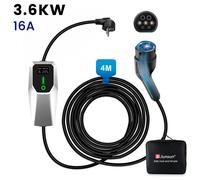 8A/10A/13A/16A EVSE EU Cordon de charge EV Type2 Boîte de charge portable 3.5KW ev charger 4m