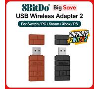 8BitDo adaptateur Bluetooth sans fil USB 2 récepteurs pour NS Switch 1, 2 PS1 Mini Windows pour PS4 PS5 Xbox série poignée X/S Red