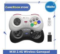 8BitDo pour Gega Genesis Mini et Mega Drive Mini M30 2.4G manette de jeu sans fil noir et blanc contrôleur de jeu sans fil Sega Genesis