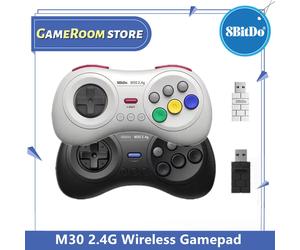 8BitDo pour Gega Genesis Mini et Mega Drive Mini M30 2.4G manette de jeu sans fil noir et blanc contrôleur de jeu sans fil Sega Genesis