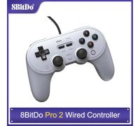 8bitdo Manette filaire Pro 2 USB pour Switch, PC, macOS, Android, Steam, Raspberry Pi – Édition Grise