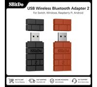 8BitDo récepteur sans fil USB adaptateur Bluetooth 2 pour PS5 PS4 Xbox série X/S 8bitdo contrôleurs Bluetooth pour Switch 2 Windows Noir avec câble