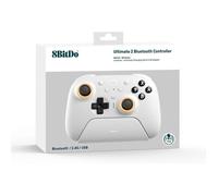 8bitdo Manette Bluetooth Ultimate 2 - Switch & PC, TMR, gâchettes Hall/Tactiles, RGB, blanc