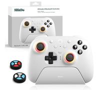 8BitDo Ultimate 2 Manette Bluetooth Pour Switch 2, Switch, PC Windows, Joystick TMR, Anneau De Feu RGB, Gâchettes Tactiles À Effet Hall Commutables, Vibration, Boutons L4/R4 Remappables, Blanc