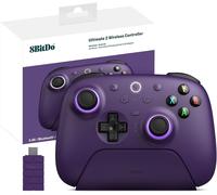 8bitdo Ultimate 2 Manette Sans Fil 2.4g Pour Pc Android, Mise Jour Tmr Joystick , Déclencheurs Tactiles/Effet Hall Commutables, Anneau Feu Rvb, Manette Jeu Sans Fil 8speed Avec Station Charge, Violet