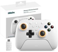 8bitdo Ultimate 2 Manette Sans Fil 2.4g Pour Pc Android, Mise Jour Tmr Joystick, Déclencheurs Tactiles/Effet Hall Commutables, Anneau Feu Rvb, Manette Jeu Sans Fil 8speed Avec Station Charge, Blanc