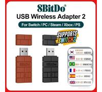 8BitDo USB sans fil Bluetooth adaptateur 2 pour Nintendo Switch 2 PS3 PS5 Xbox JoyCon RR2 R eceiver pour PC Windows Mac Raspberry Pi Red