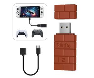 8BitDo USB Wireless Adapter 2, Adaptateur Bluetooth avec Câble OTG pour Système Switch/2, Windows 10, PS Classic, Android, Raspberry Pi, Retrofreak pour Manette Xbox Series, JoyCon,Switch Pro, PS5/4/3