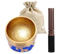 8CM Bol Tibétain, Bol Tibetain 7 Metaux Fait Main, Bol Chantant Tibetain avec Des Bâtons en Bois, un Coussin Sonore et un Sac en Tissu de Rangement, pour Meditazione, Yoga, Chakra et Thérapie du Son
