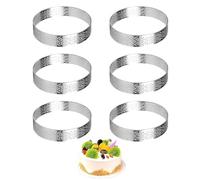 8cm Cercle à Pâtisserie Microperforés en Acier Inoxydable, 6 Pièces Anneaux Cercle à Tarte, Moules Résistants à la Chaleur et Réutilisables pour Mini Gâteaux, Mousses, Croûtes, Muffins, Crumpets