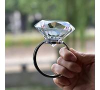8cm Cristal Verre Grande Bague en Diamant Proposition Romantique Accessoires de Mariage Ornements pour la Maison Cadeaux de fête