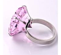 8cm Crystal Super Grand Simulation Bague de diamant exagéré Proposition Proposition Funny Saint Valentin Cadeau Home Décoration (Color : Pink)