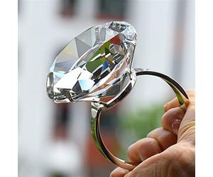8cm Crystal Super Grand Simulation Bague de diamant exagéré Proposition Proposition Funny Saint Valentin Cadeau Home Décoration (Color : Transparent)