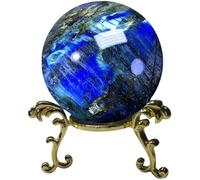 8cm Labradorite Crystal Magic Ball - Sphere with Mystical Blue Glow, Handcrafted for Spiritual Practices, &