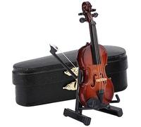 8cm Violon Miniature OrnamentsMini Modèle d'instrument en Bois de Violon Miniature avec SupportDollhouse Accessoire Ornaments Ornaments