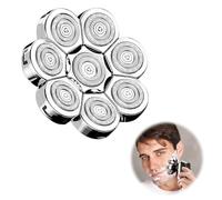 8D Tête Rasoir,tondeuse crane chauve 8D,Rasoir électrique Flottant Barbe 8 Têtes,Universel Double Anneau Lame Rasage Remplacement Durable Rapide pour Homme Chauve Rasoir électrique 8