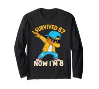 8e Anniversaire 67 Six Seven Dabbing Boy I'm 8 Year Old Bruh Manche Longue