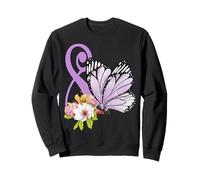 8e anniversaire papillon fête fille violet floral enfants huit Sweatshirt