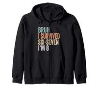 8e Anniversaire Six Seven Boy I'm 8 Year Old Bruh 6 7 Bday Kids Sweat à Capuche