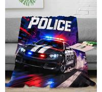 8E3Q7J5T Couverture Polaire Microfibre imprimée Voiture Police 3D | 60x80inchdouceur microfibre toucher moelleux léger chaleur déco salon motif 3D chambre cadeau