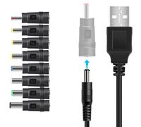8en1 Câble d'alimentation USB vers DC | Câble de Charge USB vers DC 5V 5,5 * 2,1mm avec 8 Connecteurs | 1 Mètre | pour Routeur, Lumière LED, Haut-Parleur, Boîtier TV, Philips Hue Hub