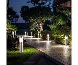 8er Set Borne Lumineuse Lampe Solaire IP44 Jardin Inox Opale LED 28cm
