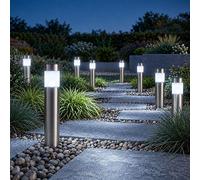 8er Set LED Solaire Borne Lumineuse Lampe de Jardin Außenampe Acier Inoxydable