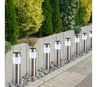 Ensemble de 8 lampes enfichables solaire LED chemin de jardin éclairage extérieur IP44 lampes à pointes en acier inoxydable