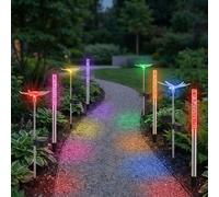 8er Set RGB LED Lumières Solaires Papillon Libellules Steckstäbe