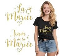 8feuilles Tee Shirt EVJF Stickers Thermocollants Transfert Textile Autocollants Thermocollant Personnalisé La Mariée Team de la Mariée Déguisement Déco pour Enterrement de Vie de Jeune Fille Mariage
