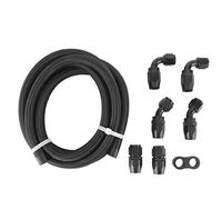 . 8FT AN10 Kit de tuyau de conduite de carburant avec 6 adaptateurs de raccord réutilisables et pince de séparateur Caoutchouc de nylon en acier inoxydable pour la plupart des